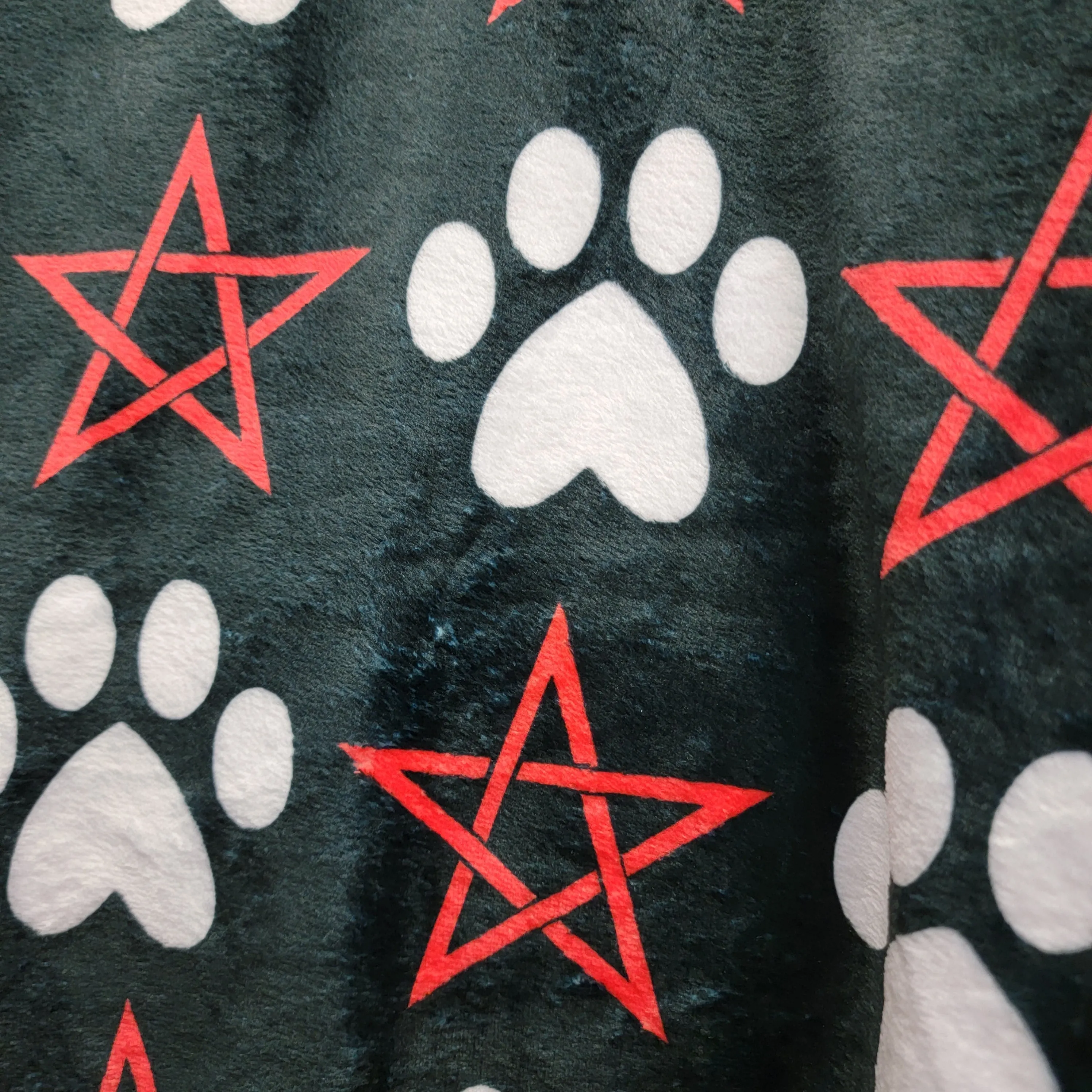 Pentagram & Paw Minky Blanket - Red